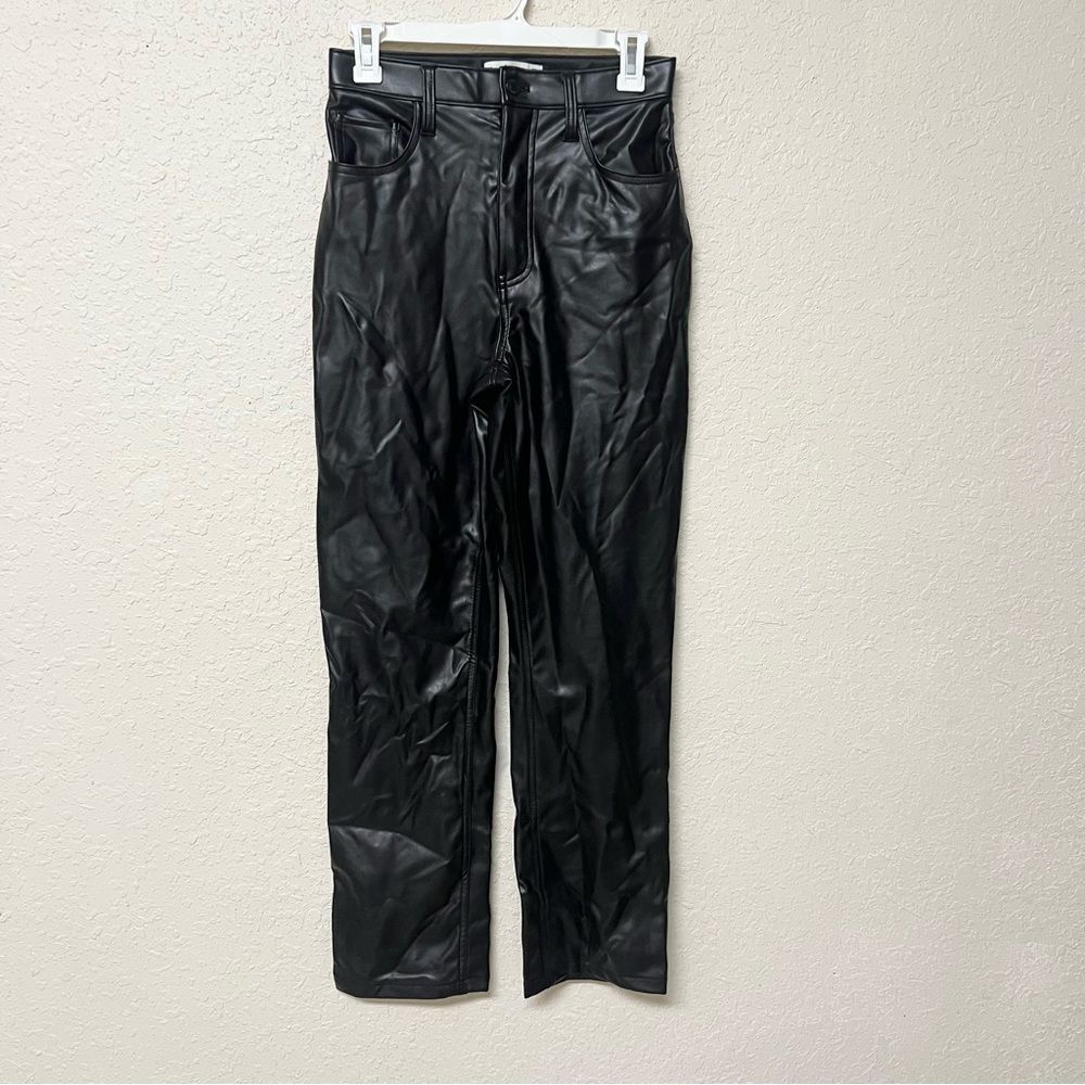 NWT Abercrombie & Fitch 90s Straight Ultra High Rise Faux Leather Pant Sz 27/4